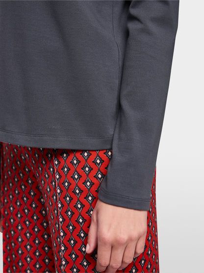 Longsleeve Seidenbesatz