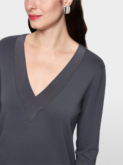 Longsleeve Seidenbesatz